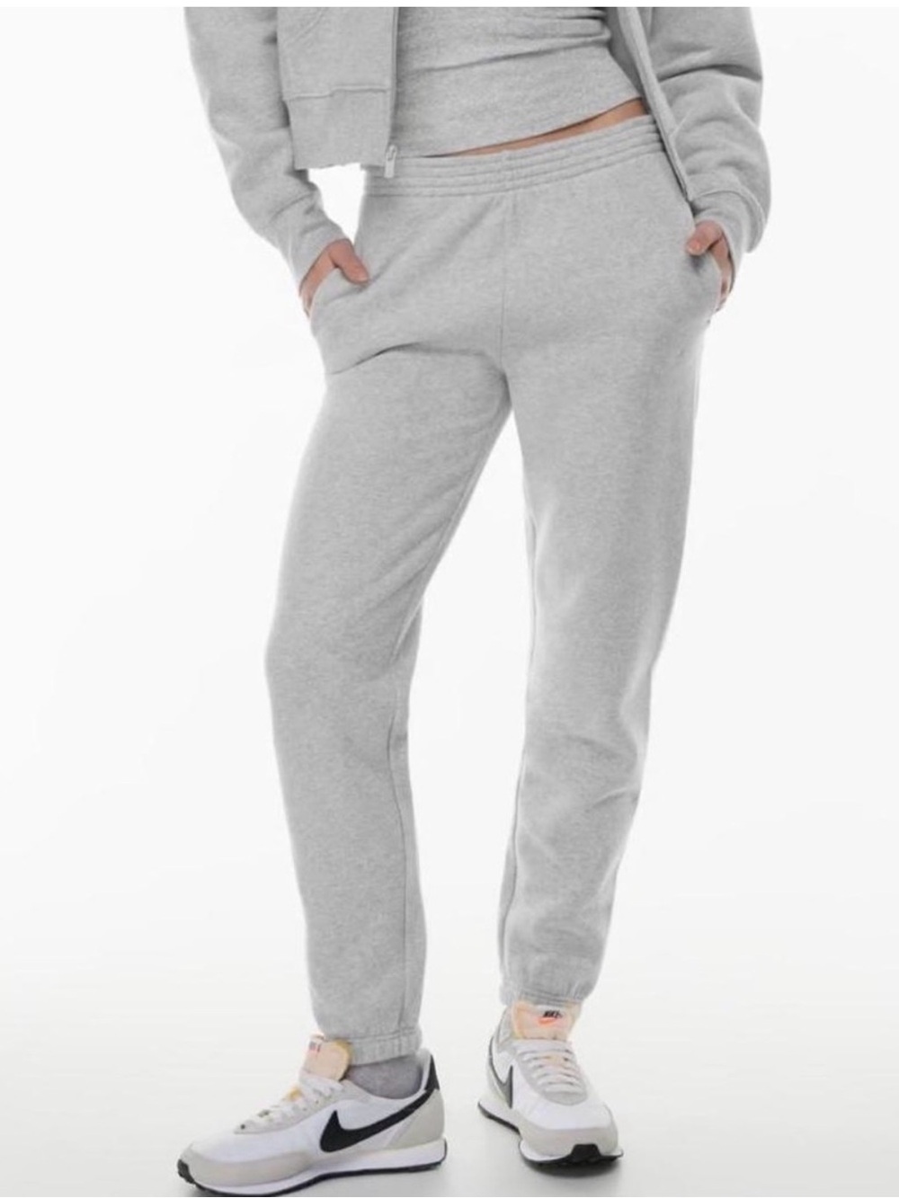 TNA Light Gray Fleece Jogger Pants